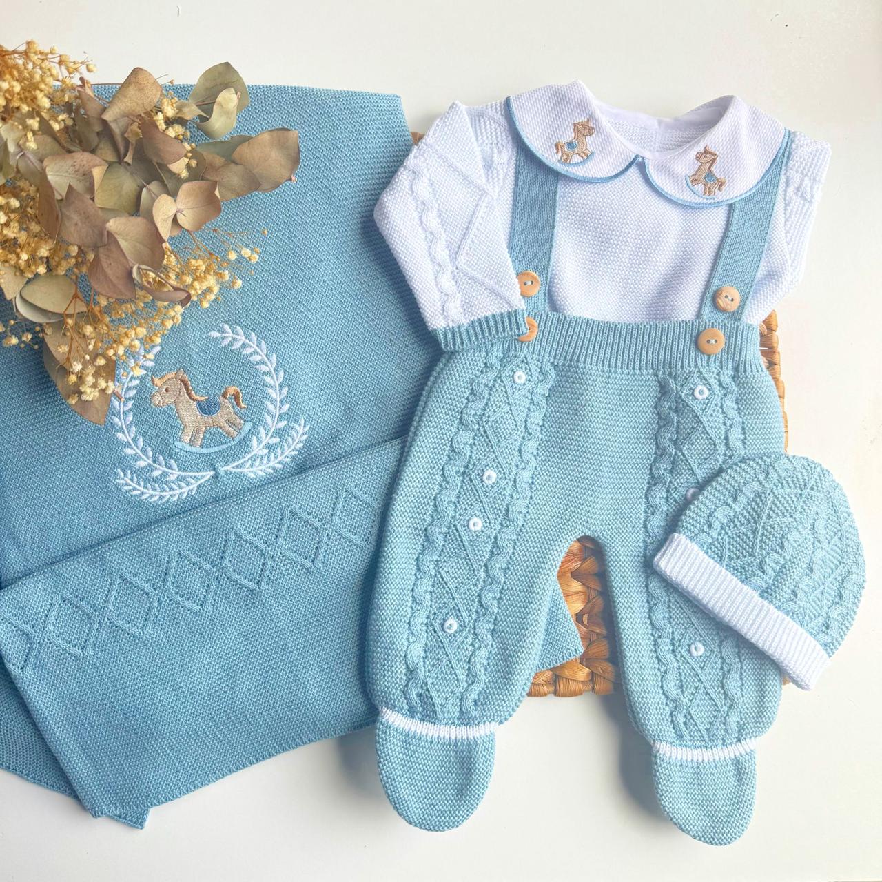 set Little Horse Three Piece Knitted and blanket