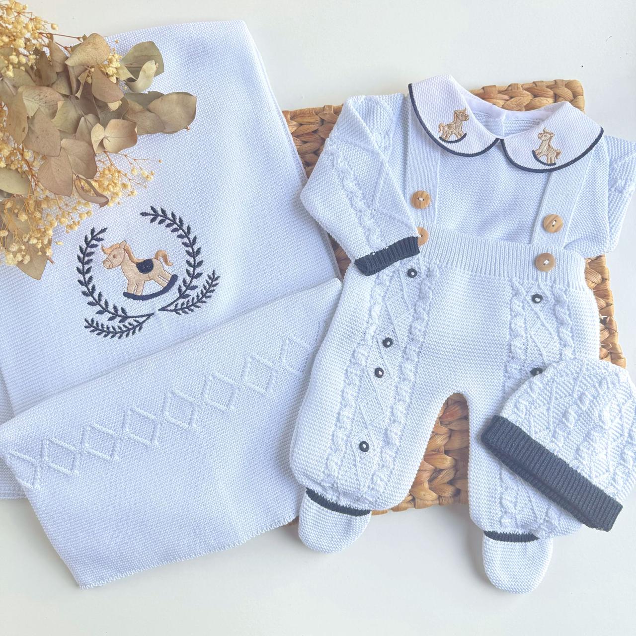 set Little Horse Three Piece Knitted and blanket