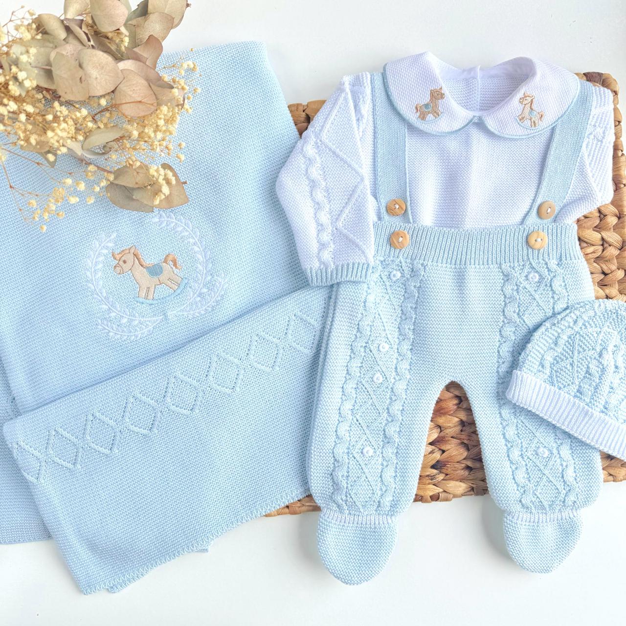 set Little Horse Three Piece Knitted and blanket