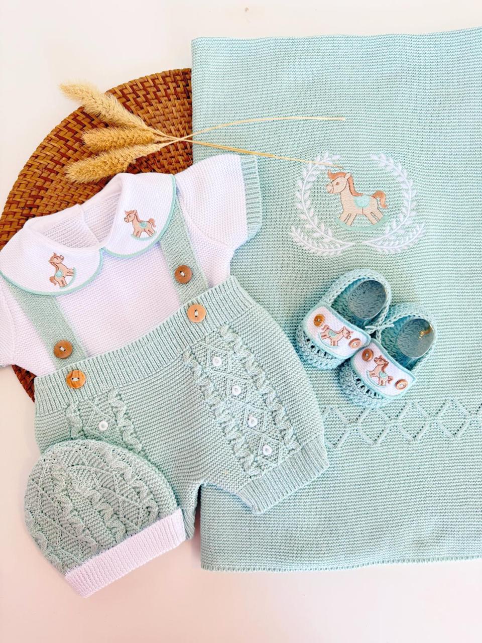 set Little Horse Three Piece Knitted and blanket