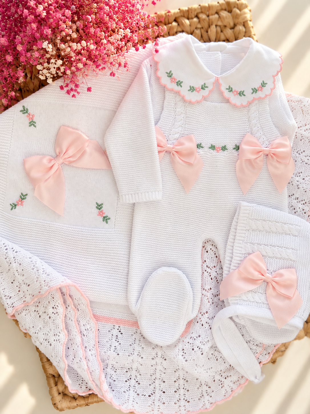 set Paula Flores Three Piece Knitted and blanket