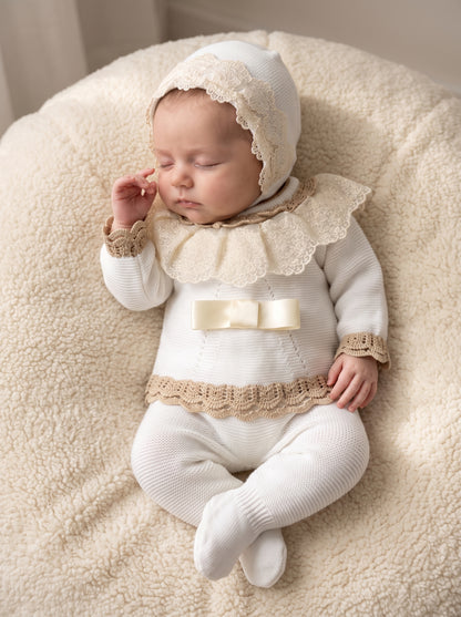 Deluxe Newborn Set with Embroidered Lace Bonnet