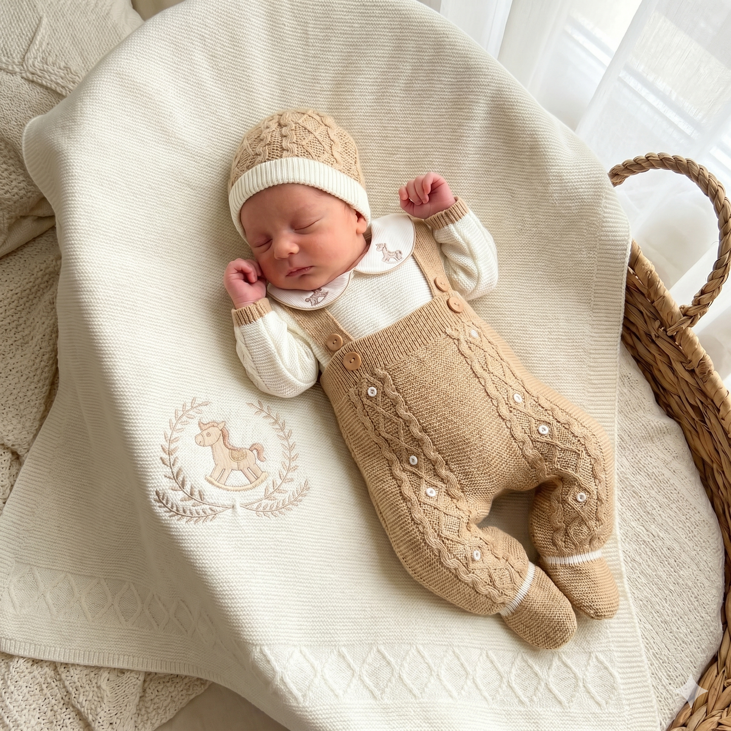 set Little Horse Three Piece Knitted and blanket