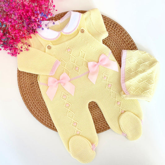 Peto Yellow  Three Piece Knitted