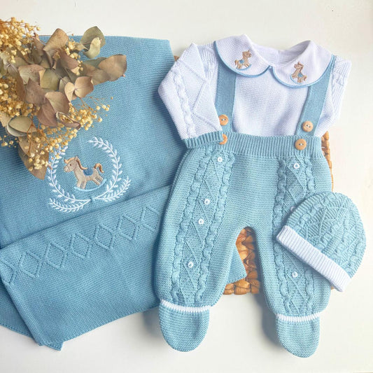 set Little Horse Three Piece Knitted and blanket