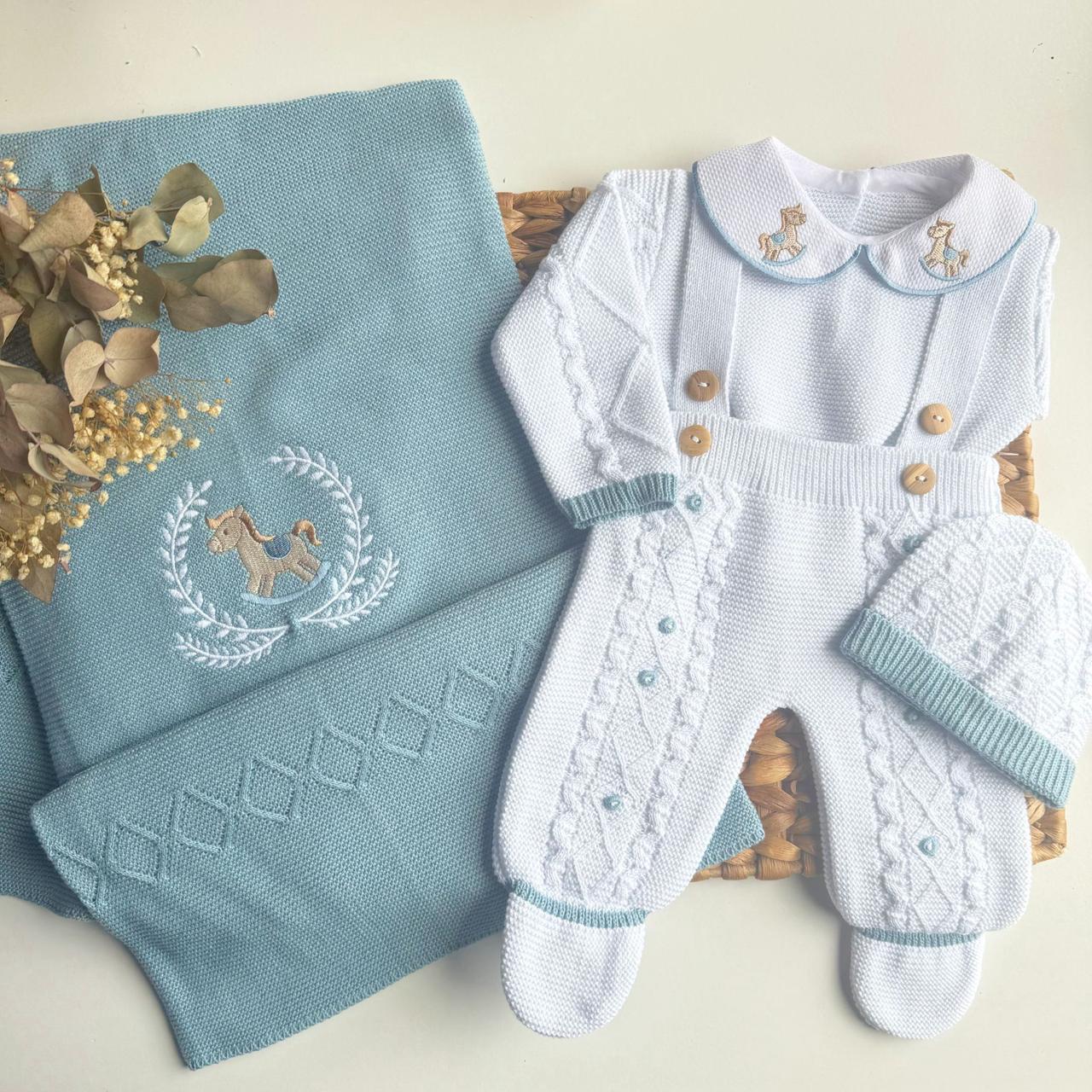 set Little Horse Three Piece Knitted and blanket