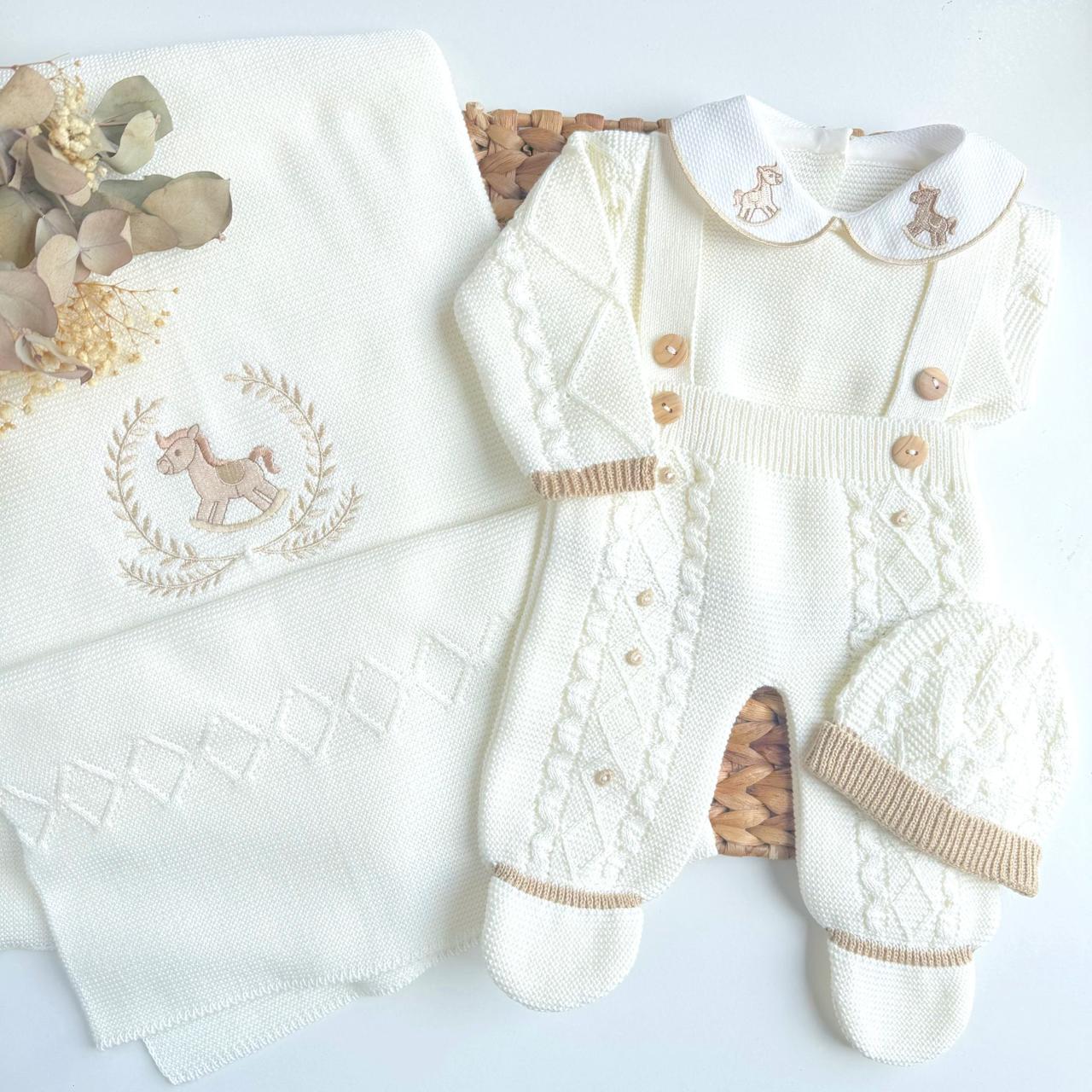 set Little Horse Three Piece Knitted and blanket