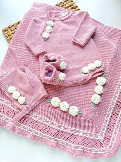 ranita cloe 3 Piece Knitted Outfit and blanket