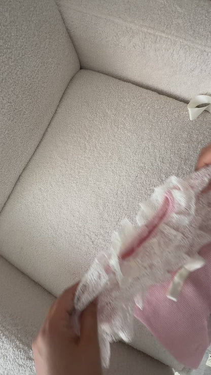 Deluxe Dusty Pink Newborn Set with Lace Bonnet